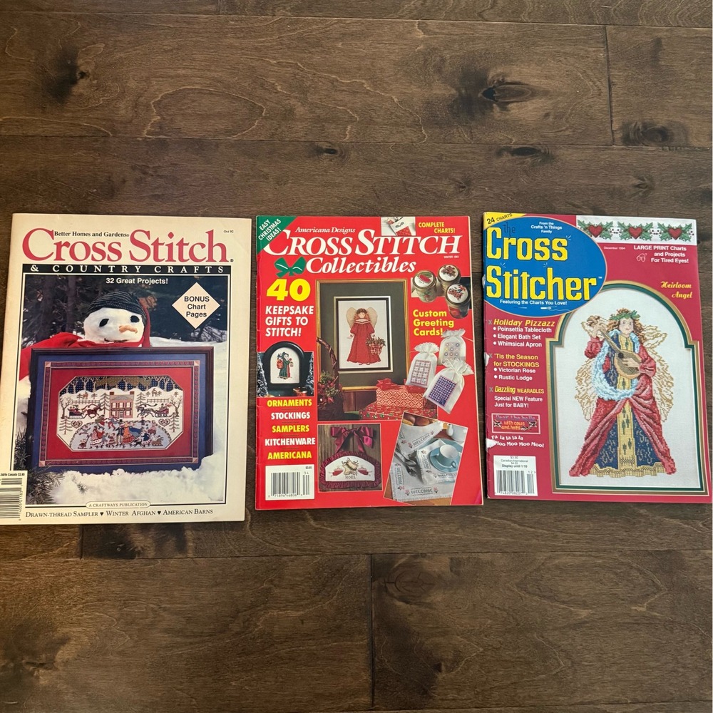 Cross Stitch & Country Crafts Magazine Lot 3 Issues Winter Holiday Crafts‎ 92/93
